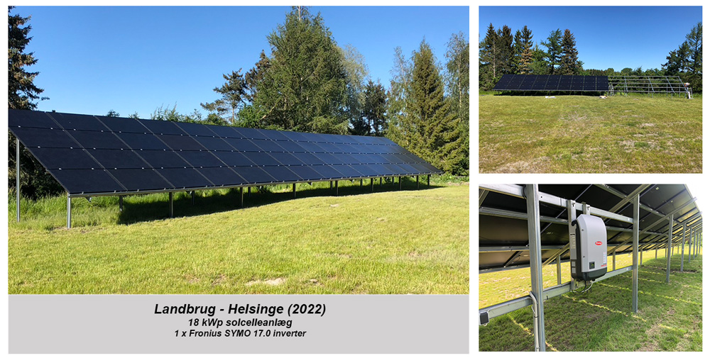 Jordmonteret solcelleanlæg til landbrug – Helsinge (2019) – 18 kWp