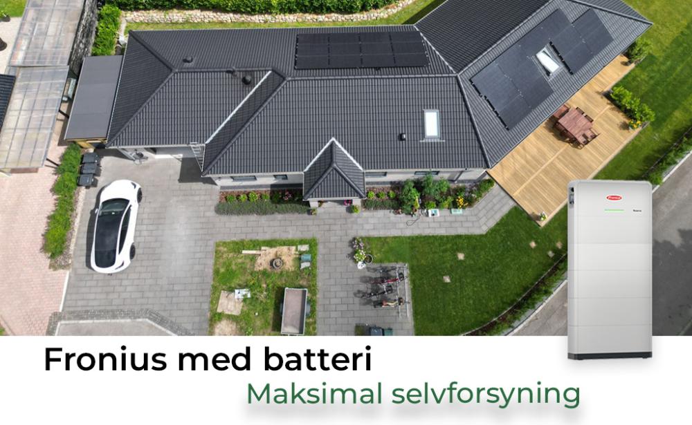 Fronius solcelleanlæg med batteri installeret på dansk villa