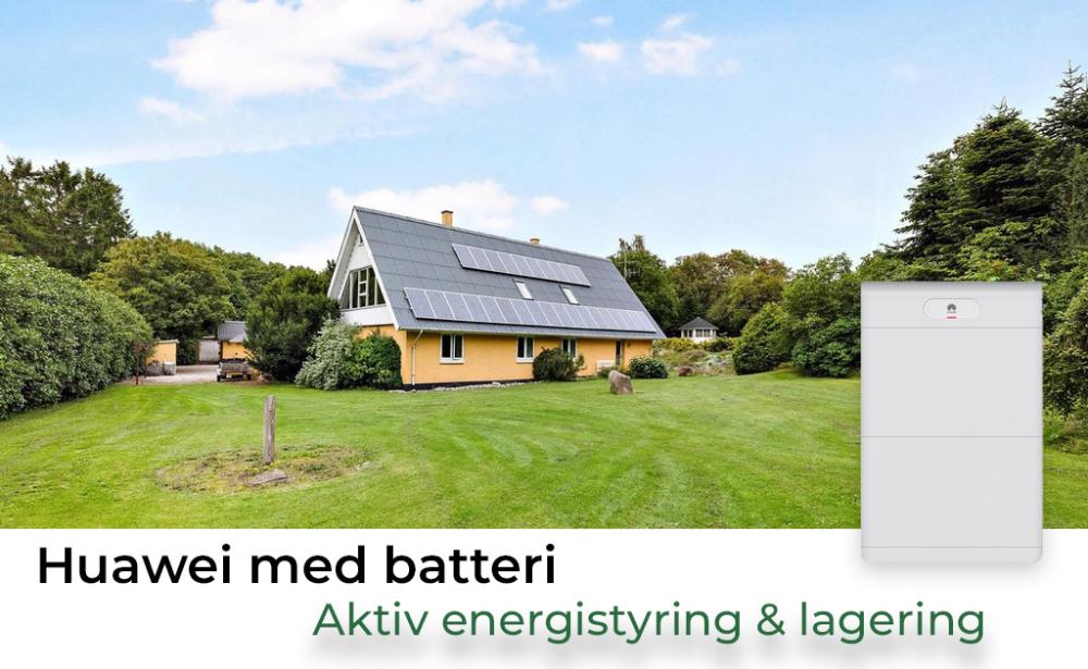 Huawei solcelleanlæg med batteri installeret på villa i Danmark med intelligent energistyring