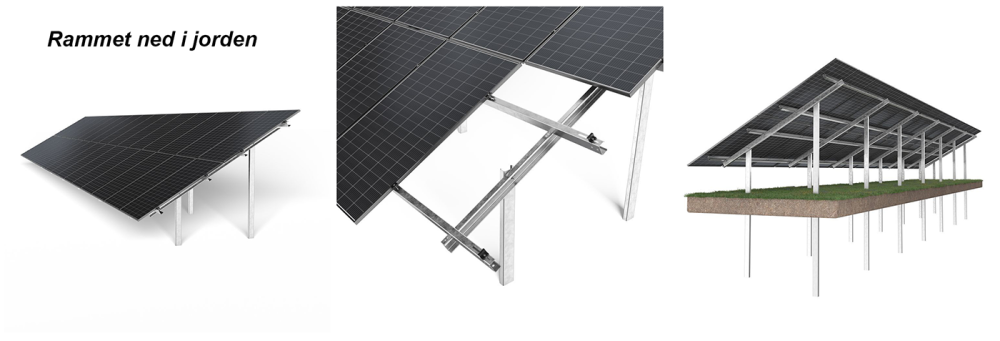 Jordmonteret solcelleanlæg med rammesystem