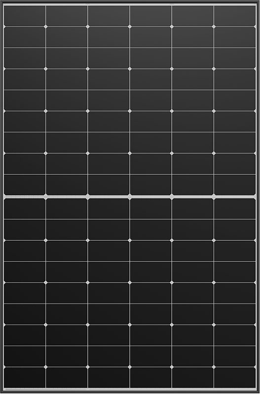 Premium solcelle – sort ramme / hvid baggrund