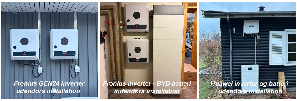Inverter og batteri indendørs eller udendørs