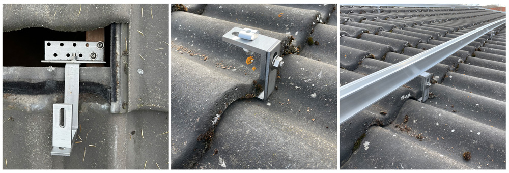 Montagesystem solceller på betontegl