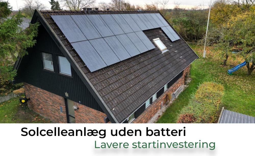 Solcelleanlæg uden batteri installeret på villa i Danmark – lavere startinvestering