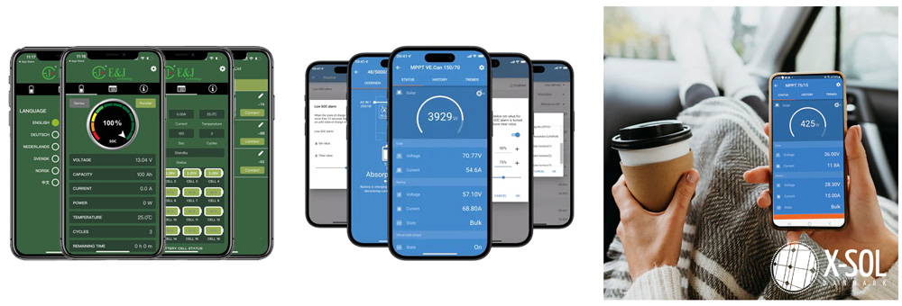 Overvågning og styring af batteri, solceller og forbrug via app i campingvogn og autocamper